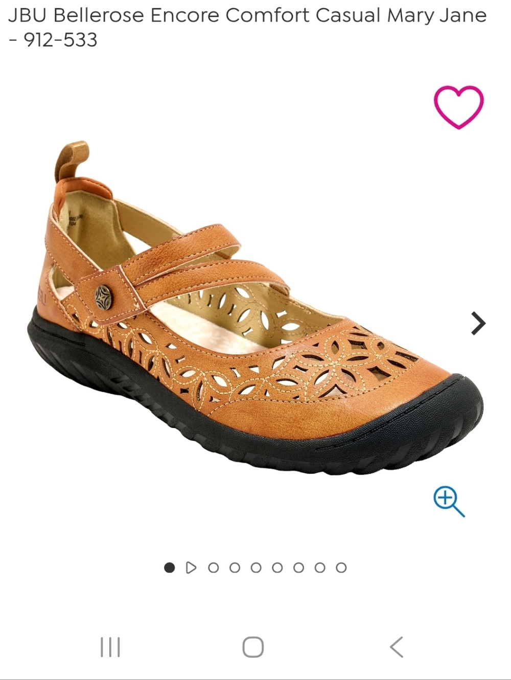 JBU Tan Laser-Cut Mary Jane Comfort Flats